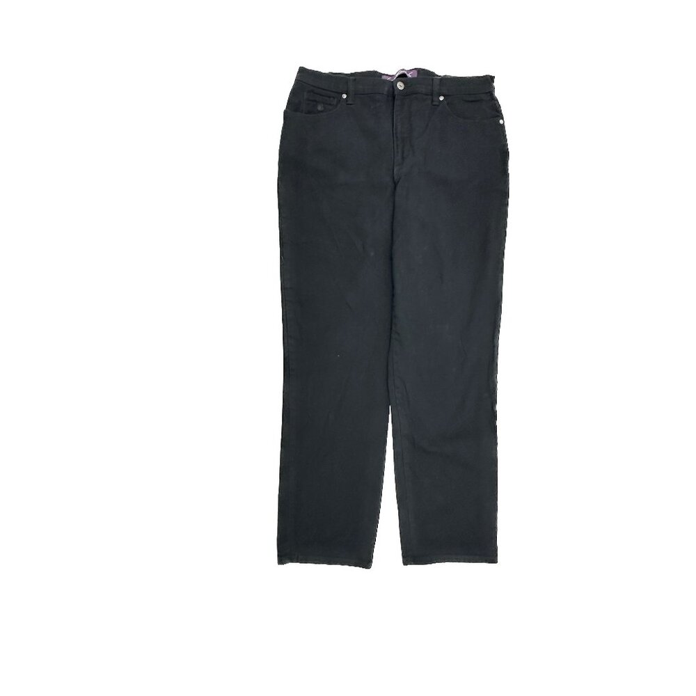 Gloria Vanderbilt Jeans Women 14 Black Amanda Straight Leg High Rise Denim
